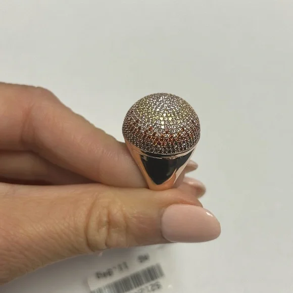 Suzy Levian Rose Sterling Silver Multi Color CZ Dome Ring NWT